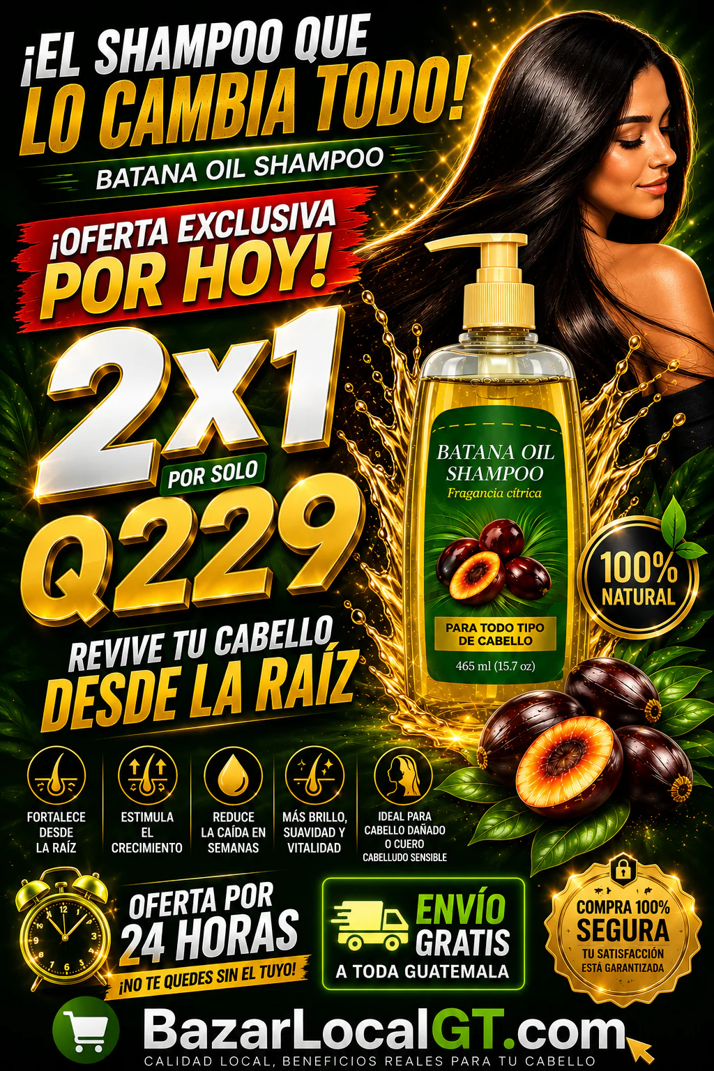 Batana Oil Shampoo con Romero — Fortalece, Crece y Brilla