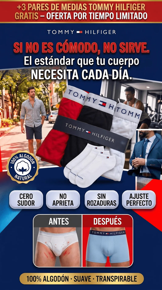 Boxers Tommy Hilfiger + 3 Pares de medias Tommy GRATIS!