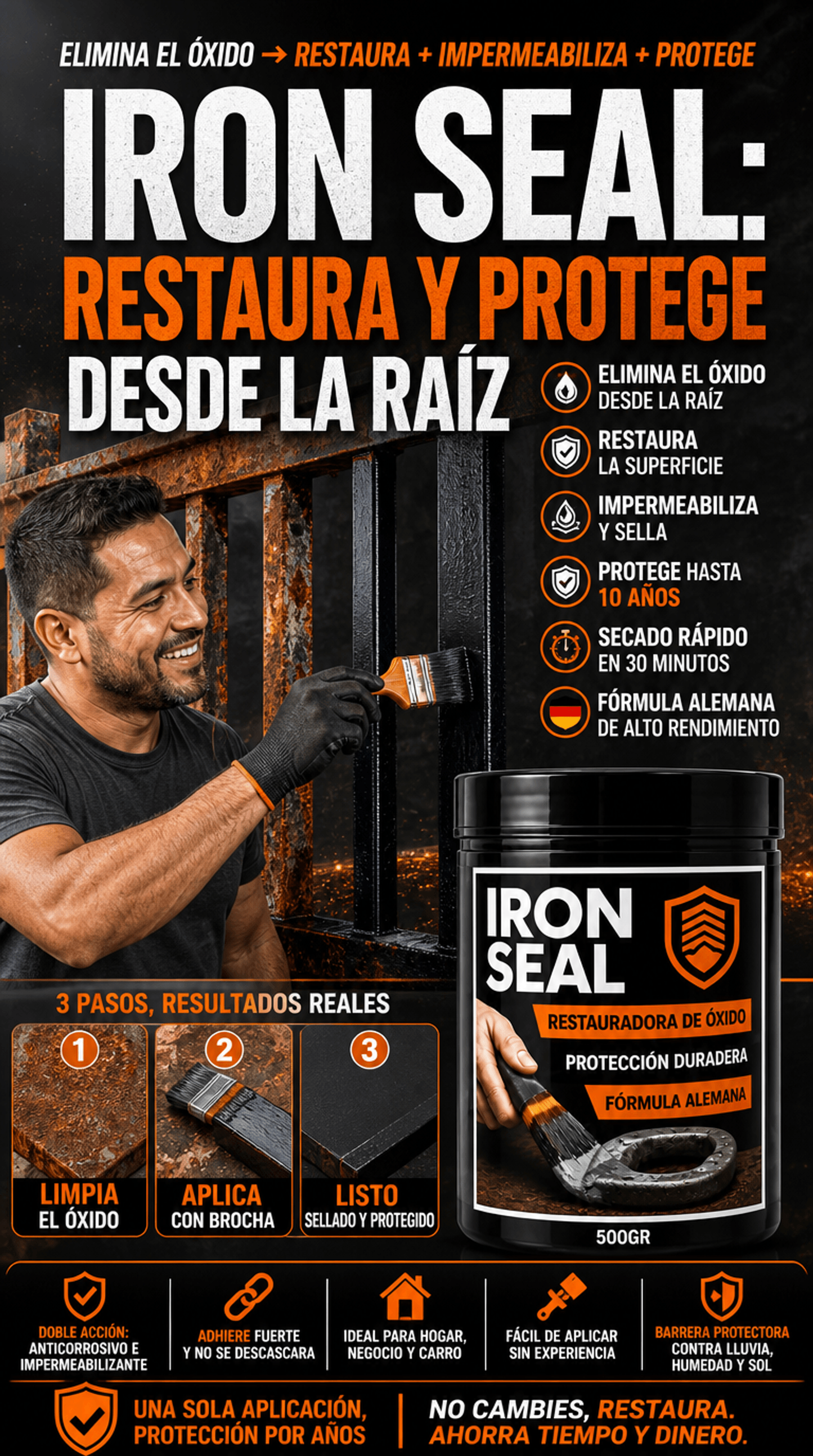 Iron Seal 2X1— Restaurador Anticorrosivo e Impermeabilizante